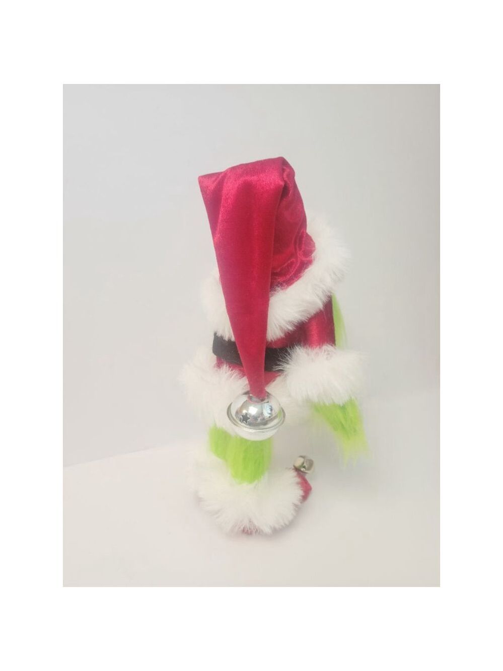 Grinch Santa Gnome Handmade Holiday Decor Luxury Velvet Faux Fur - Picture 6 of 10